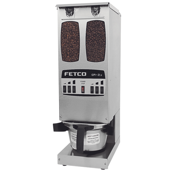 Fetco GR 2.3 Double Hopper Coffee Grinder (6 Batch Button)