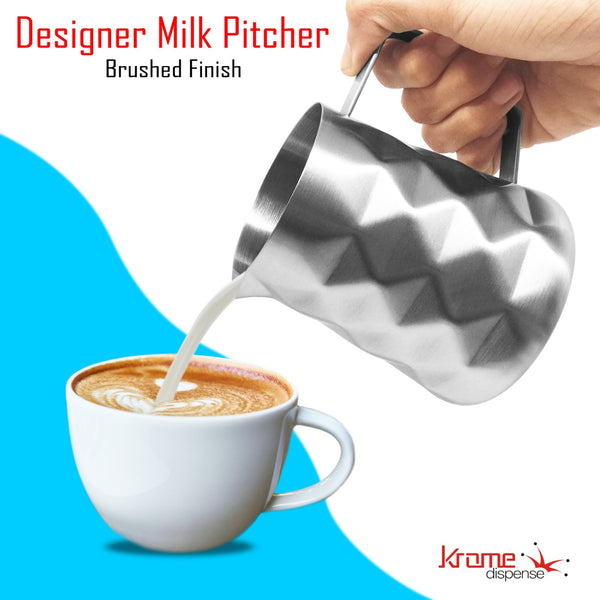Krome Designer 20 oz Milk Pitcher – Brushed Finish
